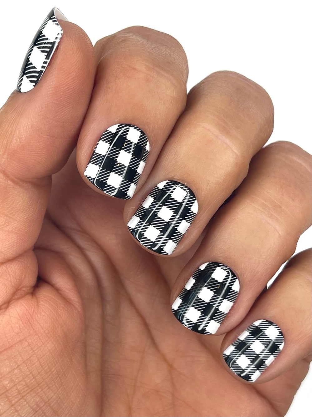 NEW Red Aspen Black & White Plaid Nail Dashes - Jeanne’s Gingham - Picture 2 of 5